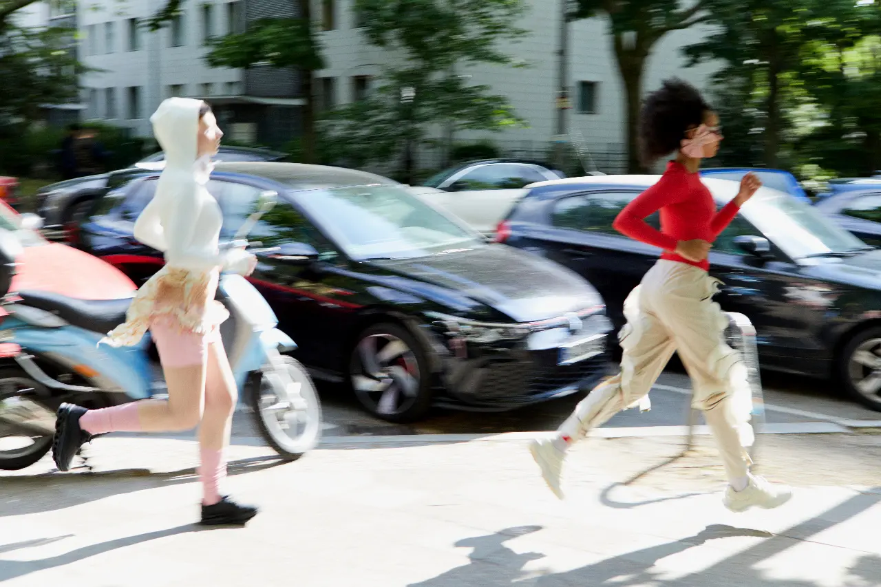 People moving along different city routes